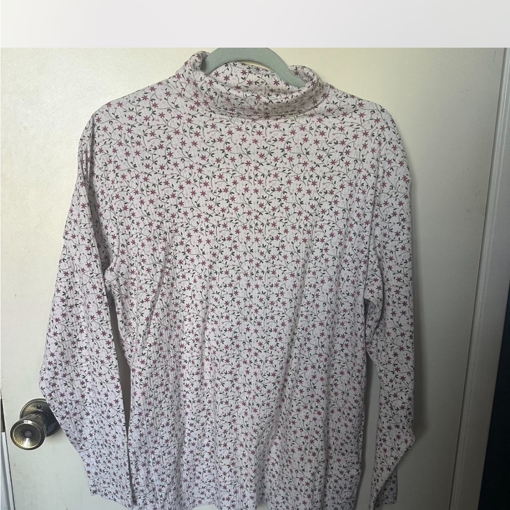 Bobbie Brooks Pink and Black Floral Turtleneck